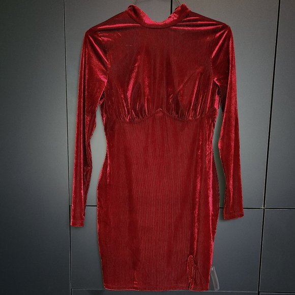 Port Red Velvet Rib Dress (Mini) - Picture 1 of 7